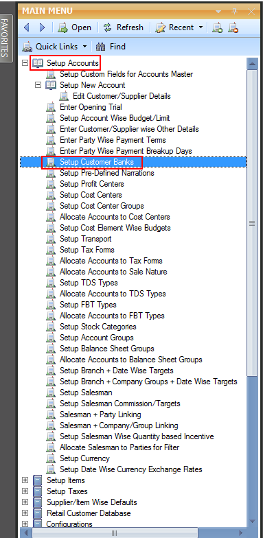 Setup Customer Banks